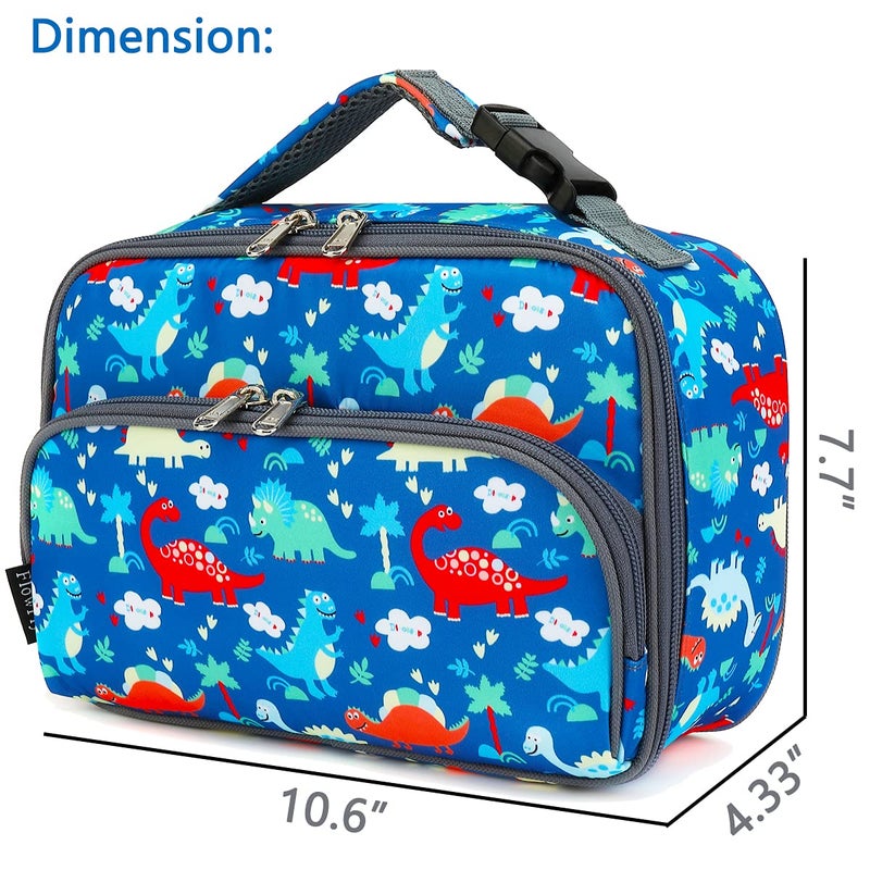 FlowFly Kids Lunch box Insulated Soft Bag Mini Cooer Back to School Thermal Meal Tote Kit for Girls, Boys,Dinosaur - Image 3
